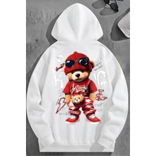 Kozz Style Unisex 3 Iplik Pamuklu Beyaz Ailant Baskı Bol Kalıp Sweatshirt Hoodie
