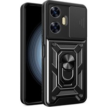 Eco Port Newface Realme C55 Kılıf Pars Lens Yüzüklü Silikon - Siyah