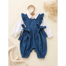 Kız Bebek Gömlekli Denim Kot Salopet&tulum