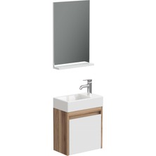 Aqua Bagno Minizia Banyo Dolabı 45 x 26 Cm. Doğal Ceviz  -Beyaz  ,lavabo Dahil | Abs.50.35.06.01