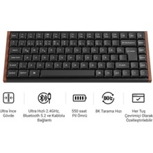 Keychron Milk Süt Pom Brown Switch K3 Ultra 8k, 2,4 Ghz Kablosuz Bağlantı Özel Mekanik Türkçe Klavye (K3U-H3P-TR)