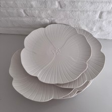 Yeni Nesil Evim 6'lı Beyaz Çiçek Görünümlü Servis Tabağı Seti 27 cm
