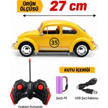 LRS Store Şarjlı Uzaktan Kumandalı Sarı Vosvos Araba 27 cm - Uzaktan Kumandalı Şarjlı Işıklı Full Fonksiyon Nostalji Vosvos Araba Beetle