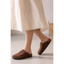 SBronze Kahve Unisex Loafer Ayakkabı Mantar Tabana Terlik