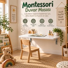 Ratemo Mobilya Montessori Masa 90X50 cm Katlanabilir Duvar Masası Çocuk Çalışma Oyun ve Aktivite Masası Beyaz