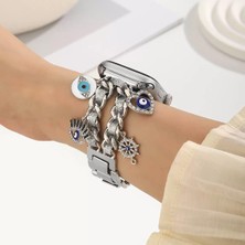 Apple Watch Kadınlar Için Kalp ve Anahtar Figürlü Kordon ,ayarlanabilir Metal Tasarım; Apple Watch 38MM-49MM ve Tüm 22M Lere Uyumlu Akıllı Saat Kordonu