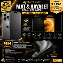 AyzTechCases iPhone 17 PRO Mat+(Hayalet) 2’si 1 Arada Kaplayan Kırılmaz 9h Ekran Koruyucu