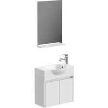 Aqua Bagno Minizia Banyo Dolabı 55 x 32  Cm. Beyaz,lavabo Dahil | Abs.50.35.01.03