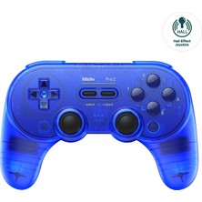 8bitdo Pro 2 Bluetooth Controller With Hall Effect Joysticks, 2 Pro Back Paddle Buttons, Wireless Gaming Controller For Switch/switch 2, Pc, Android, And Steam Deck & Apple(Transparent Blue Edition)