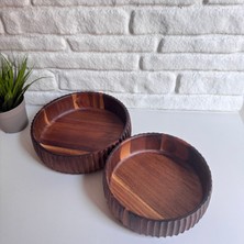 Yeni Nesil Evim 2'li Akasya Oyuklu Derin Kase/karıştırma Kabı/salata/sunum Kasesi 19-22 cm