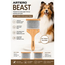Artero Beast Yoğun ve Dolaşık Tüylü Köpekler Için Çift Taraflı Kıtık Açıcı Fırça