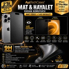 AyzTechCases 17 Pro Max Uyumlu Mat+ Gizlilik (Hayalet) 2’si 1 Arada Tam Kaplayan Kırılmaz 9h Cam Ekran Koruyucu