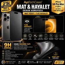iPhone 16 Pro Max Uyumlu Mat+ Gizlilik (Hayalet) 2’si 1 Arada Kaplayan Kırılmaz 9h Ekran Koruyucu