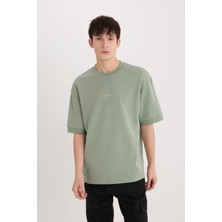 Defacto Loose Fit Bisiklet Yaka Baskılı Ağır Kumaş Tişört D8462AX25SP