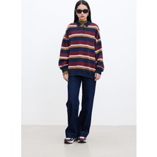 Polo Yaka Oversıze Sweatshırt Bordo