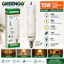 Greengo 15W E14 Mum Tipi Tasarruflu Ampul 2700K Sarı Işık 660 Lümen Dekoratif Mum Görünümlü