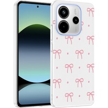North Kingdom Xiaomi Redmi Note 14 4g Kılıf Çiçek ve Fiyonk Desenli Kamera Yükseltili Nrtk Premium