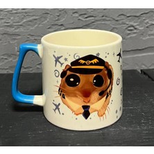 Mor Mürekkep Sad Üzgün Hamster-Pilot Mavi Kulplu Double Meslek Hediyesi Bardak Kupa Fincan Mug