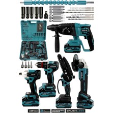Assur 21V Darbeli  5'li Set Kırıcı Delici Hilti - Somun Sıkma Sökme - Testere - Taşlama - Matkap