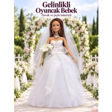Halley Gelinlikli Moda Oyuncak Bebek - Duvaklı & Buketli - Kızıl Uzun Saçlı