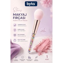 Stars Pudra ve Allık Fırçası – Yumuşak Kıllı Işıltılı Taşlı Saplı Makyaj Fırçası