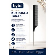 Profesyonel Metal Uçlu Kuyruklu Tarak – Sık Dişli Saç Ayırma ve Şekillendirme Tarağı