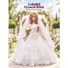 Halley Gelinlikli Moda Oyuncak Bebek - Duvaklı & Buketli - Sarı Uzun Saçlı