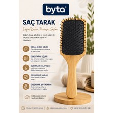 Bambu Ahşap Saç Fırçası – Geniş Yüzeyli, Esnek Uçlu, Düğüm Açıcı Ergonomik Saç Tarağı