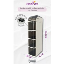 Follow Me Pro Slim Çekmeceli Dar Alan Dolabı - Tekerlekli Mutfak ve Banyo Düzenleyici -FM515001-Y