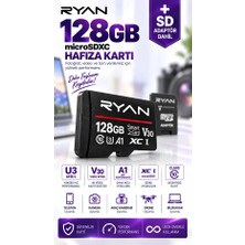 Ryan 128GB Micro Sd Hafıza Kartı U3 V30 A1 Sdxc 4K Video Destekli Yüksek Hızlı Telefon Kamera Drone Hafıza Kartı