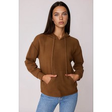 Vitrin Omuz Dekolteli Kanguru Cep Kapüşonlu Sweatshirt