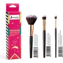 Nascita Premium Makyaj Fırça Seti 3’lü Pudra Kapatıcı ve Far Karıştırma Fırça Seti