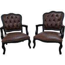 3A Mobilya Buffalo Dark Brown Real Leather Berjer
