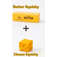 Beyaz Alan Toys Butter Tereyağı & Cheese Peynir Squishy 2'li Paket – Slow Rising Sıkılabilir Stres Oyuncağı, Duyusal Fidget Oyuncak