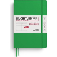 LEUCHTTURM1917 Orta Boy A5 18 Aylık Haftalık Ajanda 2026 Sert Kapak, Ingilizce, Bahar Yaprağı