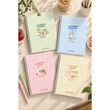 Victoria's Journals A5 Spiralli Karton Kapak 4'lü Set Okul Defteri 80 Yaprak – 2 Çizgili + 2 Kareli, Ders Programlı