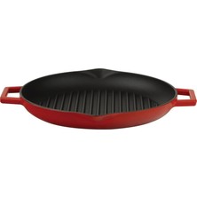 Lava 30 cm Metal Kulplu Yuvarlak Izgara Tava Emaye Kaplama ile Kolay Temizlik ve Dayanıklılık