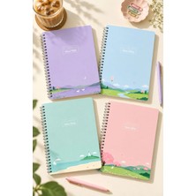 Victoria's Journals A5 Spiralli Karton Kapak 4'lü Set Okul Defteri 80 Yaprak – 2 Çizgili + 2 Kareli, Ders Programlı
