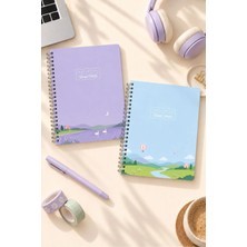 Victoria's Journals A5 Spiralli Karton Kapak 2'li Set Okul Defteri 80 Yaprak – 1 Çizgili + 1 Kareli, Ders Programlı