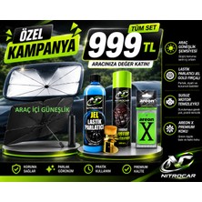 Nitrocar 5'li Set 5'li Araç Güneşlik Şemsiyesi + Lastik Parlatıcı Jel +Gold Fırça +Susuz Motor Temizleyici + Areon x
