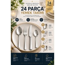 Mecra Life 24 Parça 6 Kişilik Çatal Kaşık Bıçak Seti Paslanmaz Çelik Yemek Takımı Tatlı Kaşıklı Sofra Seti