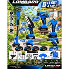 Cros Lombard Bluer L-901 5 Li Bahçe Seti Teleskop+Makas 17 cm Testere Hava Üfleme Çim Biçme +4 Akülü