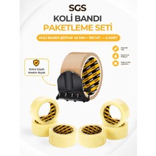 Sgs Akrilik Koli Bandı 6'lı Ekonomik Paket - 45 mm x 100 M Şeffaf Bant ve Kesme Aparatı
