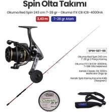 Okuma Red Spin 243 cm 7-28 gr Spin Kamışı + Okuma Itx Cb ICB-4000HA Spin Makinesi + Spin Set 66