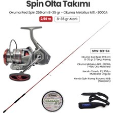 Ürün Adı: Okuma Red Spin 259 cm 8-35 gr Spin Kamışı + Okuma Metolius MTL-3000A Spin Makinesi + Spin Set 64