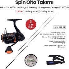 Okuma Kaido T-Ruxx 2.70 M Çift Uçlu (6-24 gr / 12-45 Gr) Spin Kamışı + Savage Gear Orange Ltd 3000 Fd Spin Makinesi + Spin Set 53