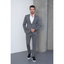 Gustman Moda Koyu Gri Slim Fit Erkek Takım Elbise