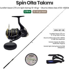 Eurofish Saxon 270 cm 10-40 gr Spin Kamışı + Okuma Altera Sea ATES-4000A Spin Makinesi + Spin Set 68
