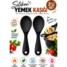 Evolis Kitchen 2 Adet Isıya Dayanıklı  Pilav Tatlı Kaşığı Kaşık Seti Asılabilir Kaşık Yanmaz Yapışmaz 22 cm