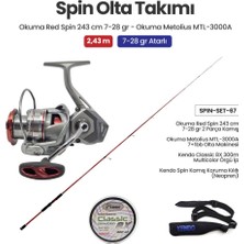 Okuma Red Spin 243 cm 7-28 gr Spin Kamışı + Okuma Metolius MTL-3000A Spin Makinesi + Spin Set 67